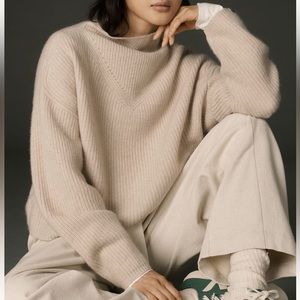 NWT The Enza Oversized Ribbed Cashmere Sweater size small